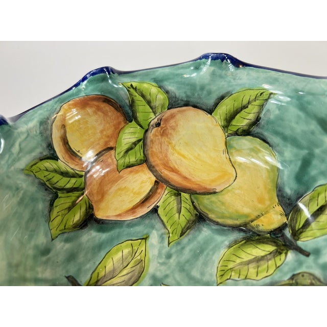Mid 20th Century Fruit Bowl Footed Ceramic, Santa Rosa, Majolica Style, Vantage Mexican Pottery For Sale - Image 14 of 15