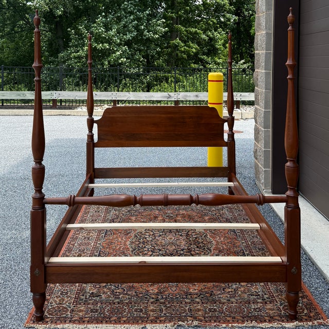 American Vintage Pennsylvania House Traditional Solid Cherry Full Poster Bed Frame For Sale - Image 3 of 12