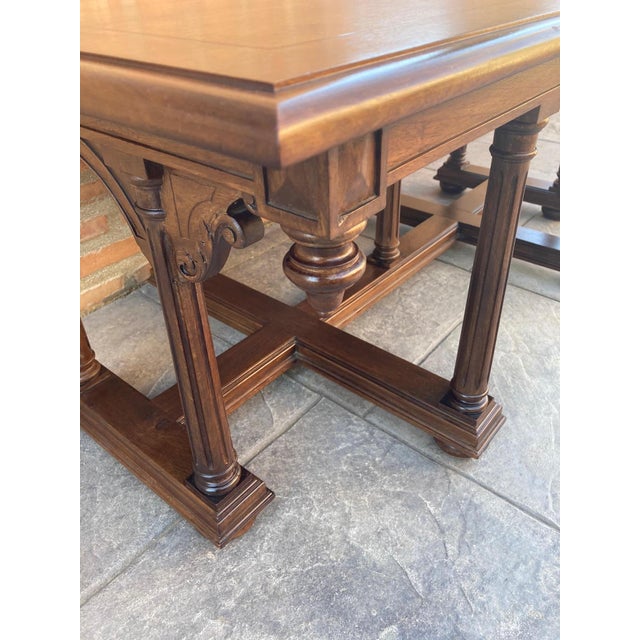 Late 19th Century Spanish Carved Coffee table with Wood Stretchers For Sale - Image 12 of 18