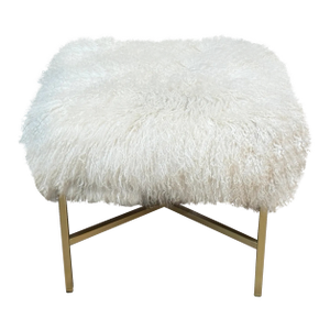 Outpost Original Tibetan Lambskin + Brass Ottoman
