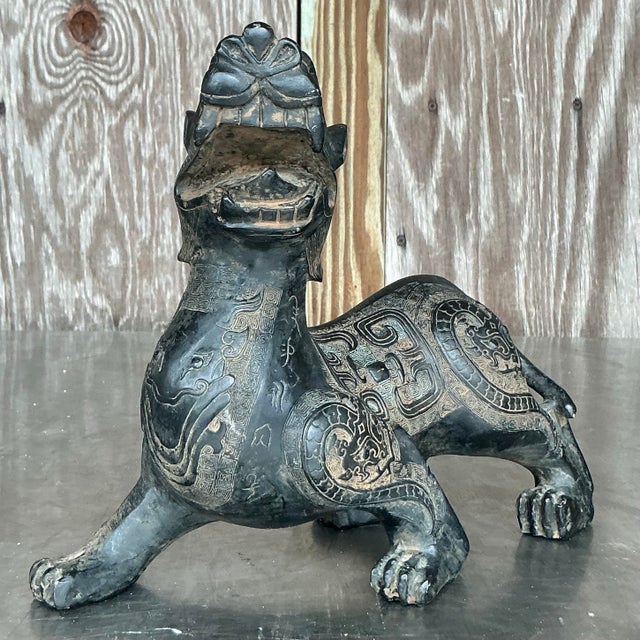 Mid 20th Century Vintage Asian Temple Foo Dog For Sale - Image 5 of 12