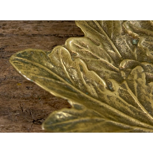 Virginia Metalcrafters Solid Brass Leaf Catchalls, Lotus, Violet & Chrysanthemum - Set of 3 For Sale - Image 13 of 17