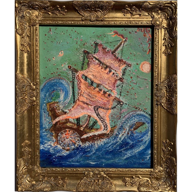 This vibrant and textured seascape by Serg Graff, titled “Scarlet Sails,” is a unique original acrylic on canvas that...
