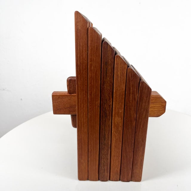 AMBIANIC presents 1970s DANSK Inter Designs Knife Block Teak Wood Thailand 8.13 D x 4.88 W x 11 H Stamped by maker....