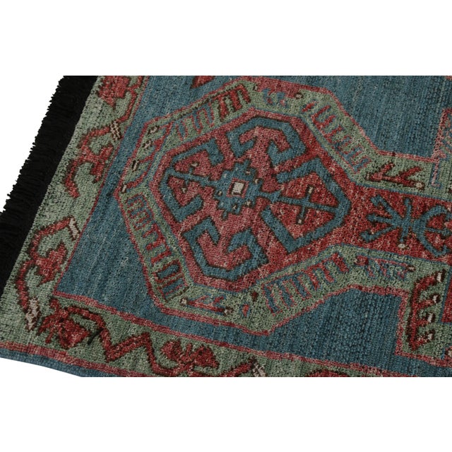Rug & Kilim Rug & Kilim Tribal Style Rug, Red and Blue Geometric Pattern, 8x9 For Sale - Image 4 of 6