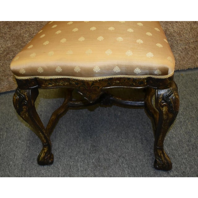 Brown Antique Walnut Dining Chairs Italian Venetian Reverse Painted Glass Pair 1910s For Sale - Image 8 of 12