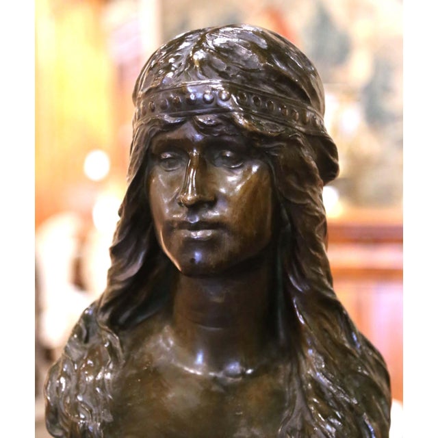 19th Century Belgian Bronze Bust “Judith” by Albert Hambresin For Sale - Image 4 of 13