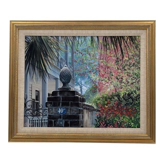 Vintage Original John W. Jones Painting Laurens Street Charleston Sc For Sale