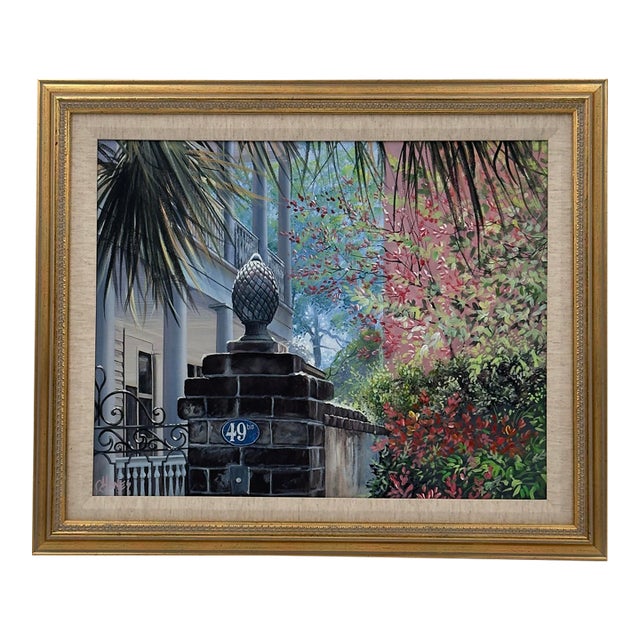 Vintage Original John W. Jones Painting Laurens Street Charleston Sc For Sale