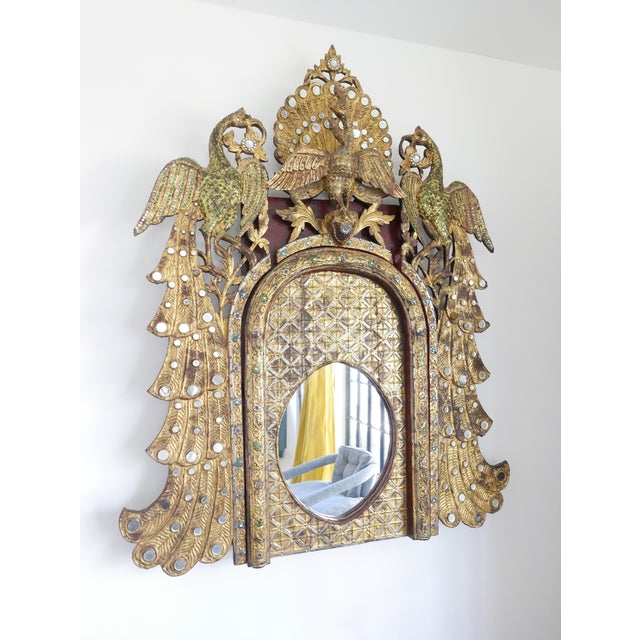 Gilt Peacock Mirror With Mirrored Embellishments Chairish