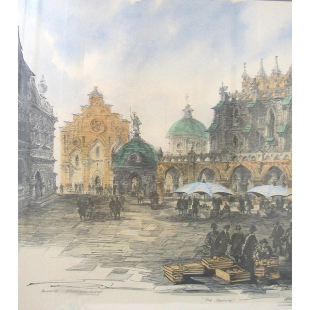 1980s 1980s Anatole Krasnyansky Seriolithograph the Vrotslav Signed Hand Watercolored Print, Framed For Sale - Image 5 of 11