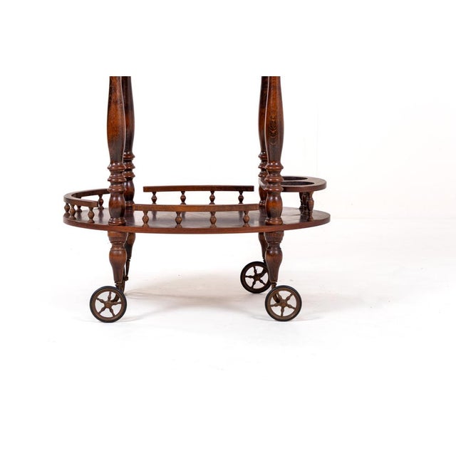 Brown Vintage Wooden Drinks Trolley with Turned Spindles and Bottle Holder For Sale - Image 8 of 13