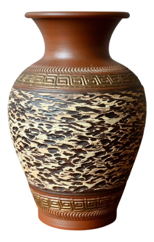 Vintage Brutalist Scarified Terracotta Vase from SP Hillscheid, 1970s