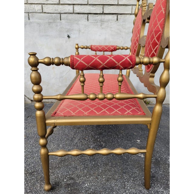 Mid 20th Century Antique Victorian Gilded Window Bench, Loveseat, New Upholstery For Sale - Image 11 of 12