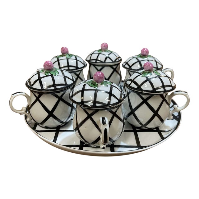 Porcelain Cream Service from Delvaux, Set of 7 For Sale