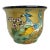 Vintage Chinoiserie Ceramic Painted Cachepot With Peacocks Birds Pattern For Sale