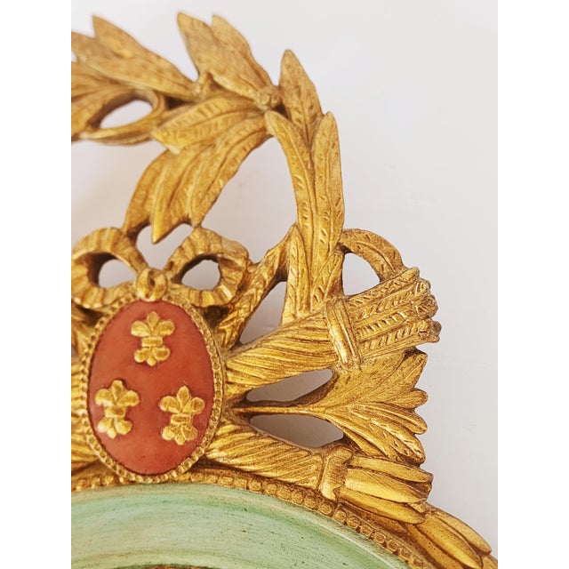 Carver's Guild Fleur-De-Lis Giltwood Painted Mirror For Sale - Image 10 of 15