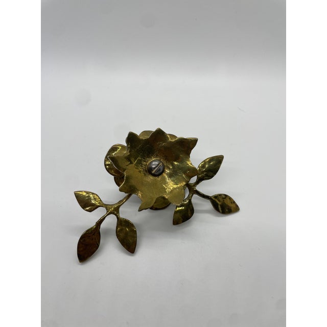 Vintage Brass Rose Candle Holder With Pedals For Sale - Image 4 of 7