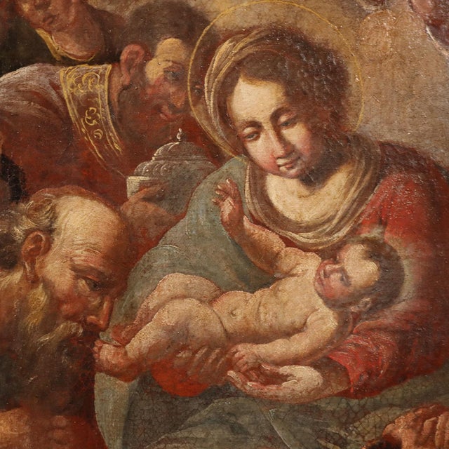 Italian Artist, The Adoration of the 3 Wise Men, 1600s, Oil on Canvas For Sale - Image 4 of 12