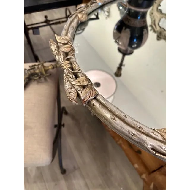 2000 - 2009 Silver and Gold Leaf Oval Mirror For Sale - Image 5 of 6