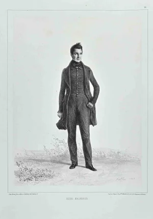 Auguste Raffet, Portrait of Henri Malinvaud, Original Lithograph, 1848