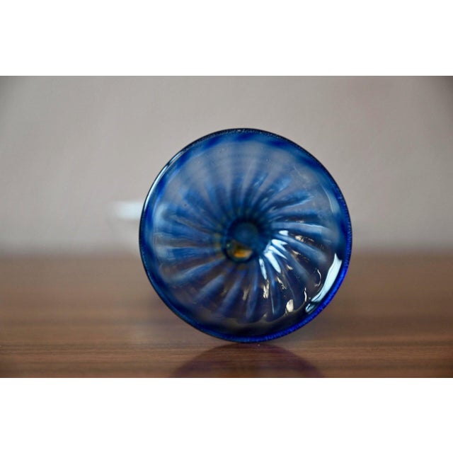 Blue Decorative Blown Glass Flower by Per Linnemann-Schmidt, 1980s For Sale - Image 8 of 11