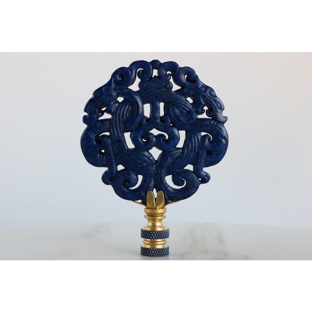 Chinoiserie Chinese Love Knot Lamp Finial on Brass Hardware For Sale - Image 3 of 4