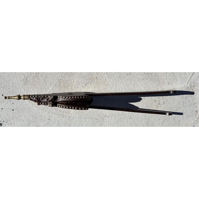 18th Century Early American Wood and Leather Bellows With Ornate Tooled Eagle For Sale - Image 5 of 5