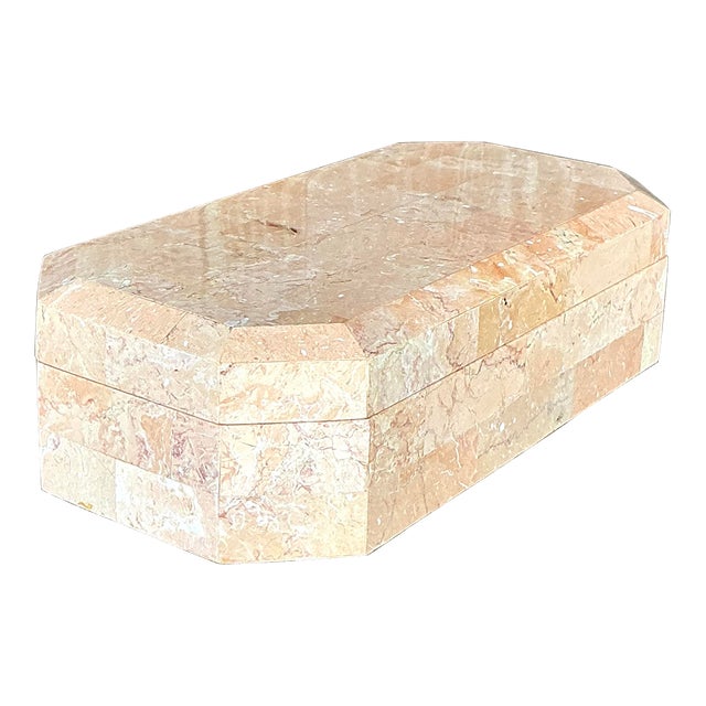 Vintage Boho Tessellated Stone Octagon Box For Sale