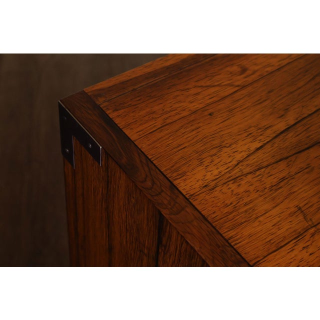 Baker Campaign Style Rosewood Low Chest For Sale - Image 10 of 18