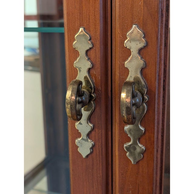 Mid 20th Century Mid 20th Century Pulaski Curio Cabinet Double Doors Light For Sale - Image 5 of 18