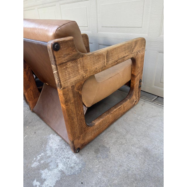 Lou Hodges Style California Rustic Industrial Sling Lounge Chairs Ottoman a Pair For Sale - Image 12 of 12