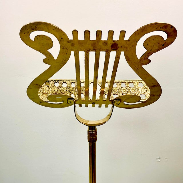 1950s Hollywood Regency French Empire Style Brass Lyre Sheet Music or Book Stand For Sale - Image 10 of 15