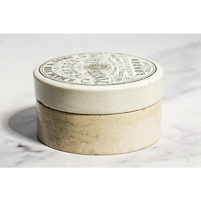 Ceramic Interesting Antique Victorian S. Maw Son & Sons Cherry Tooth Paste Pot English Apothecary Jar Home Decor For Sale - Image 7 of 11