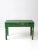 This is an antique wooden end table. Painted a rich verdant green the side table features turned legs and a two plank top....