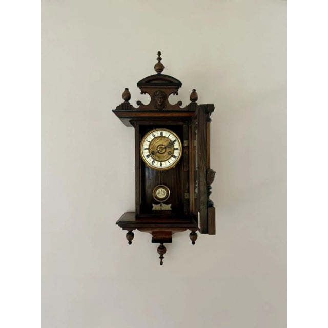 Late 19th Century Victorian Walnut Vienna Wall Clock, 1870s For Sale - Image 5 of 7