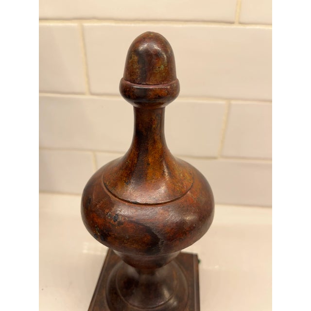 Mid 20th Century Vintage Heavy Bronze Cast Iron Finial Door Stop / Book End / Decorative Piece For Sale - Image 5 of 6