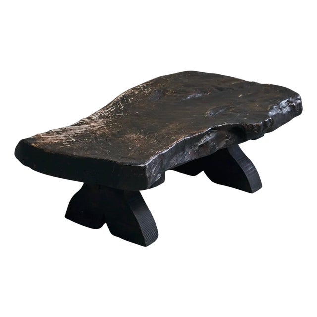 Sculptural Live Edge Coffee Table in Dark Stained Wood Europe 1960s, 1950s For Sale