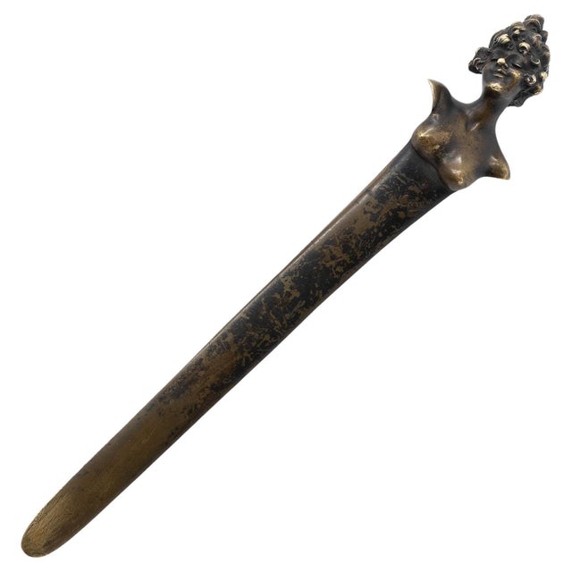 Art Nouveau Bronze Paper Knife by Alexandre Caron, 1890s For Sale - Image 12 of 12