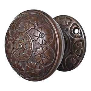 1870s American Cast Bronze Door Knob W/ Rosette. Set of Two