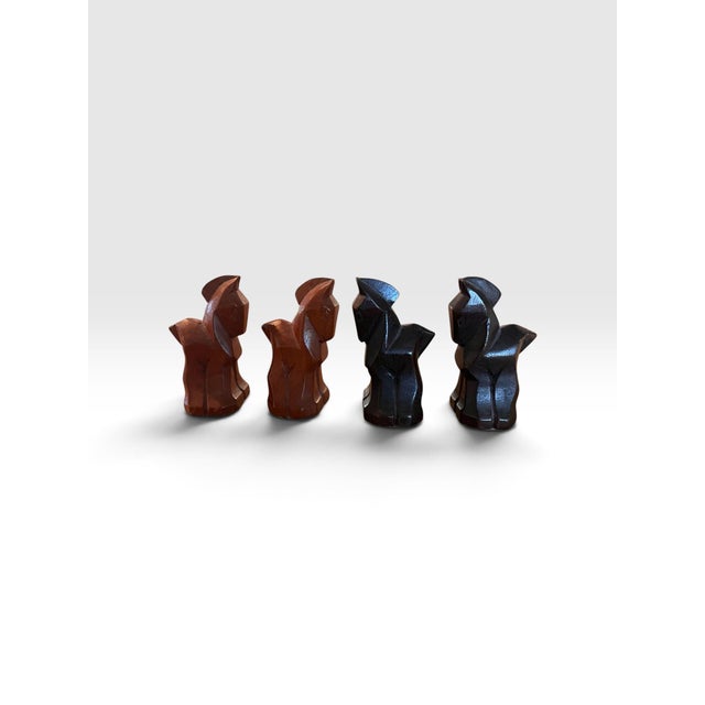 African Mid 20th Century Makonde Hand-Carved African Figural Wood Chess Set, Tanzania, 32 Pieces For Sale - Image 3 of 9