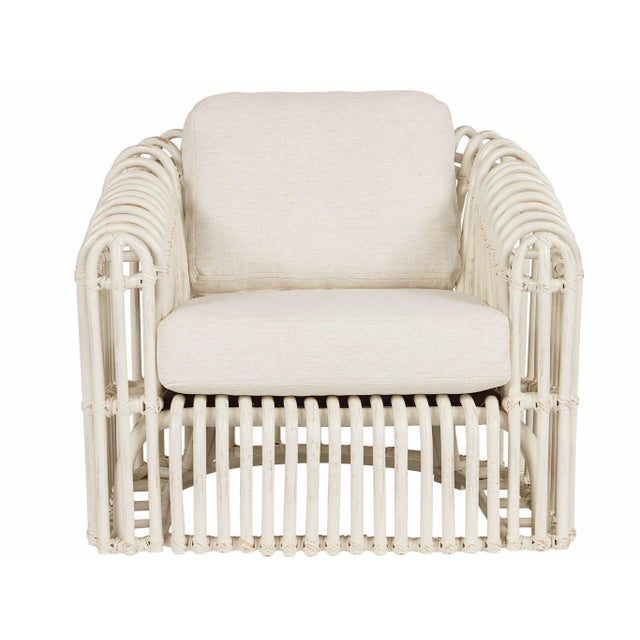 Not Yet Made - Made To Order Transitional Shoreline Rattan Chair, White For Sale - Image 5 of 5