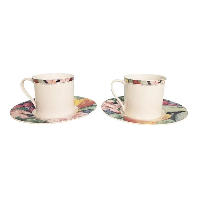 Mikasa Maxima Exotic Garden 2 Cups and 2 Saucers For Sale