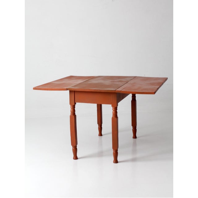 Antique Painted Primitive Drop Leaf Table For Sale - Image 6 of 18