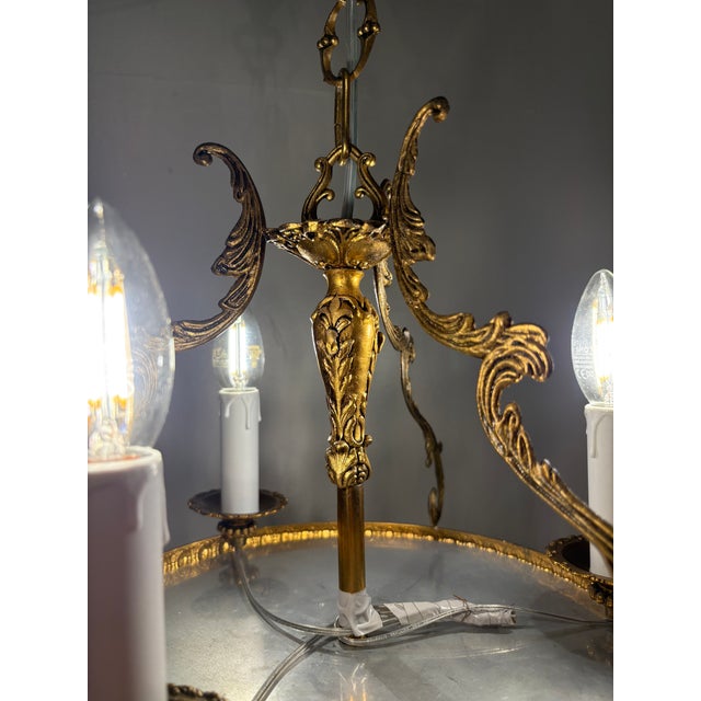 1950s Italian Chandelier in Gilded Bronze With Bohemian Crystals For Sale - Image 6 of 11