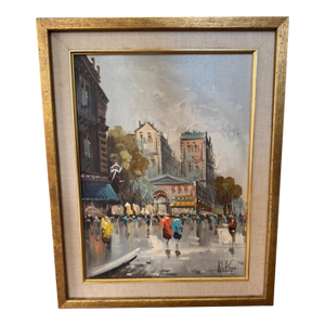Mid 20th Century Antonio DeVity Parisian Street Scene Post Impressionist Original Oil Painting Framed, Signed and Stamped