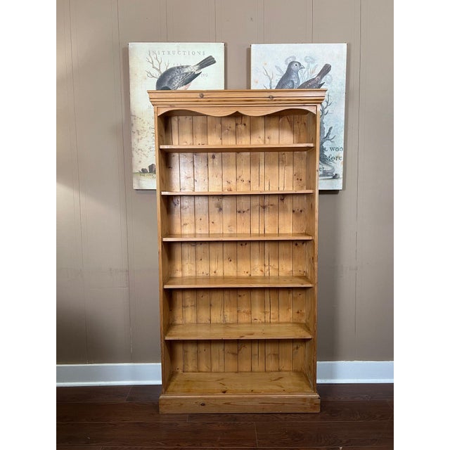 English Antique English Country Pine Bookcase Bookshelf Tall Narrow Open Shelf C1900 For Sale - Image 3 of 18