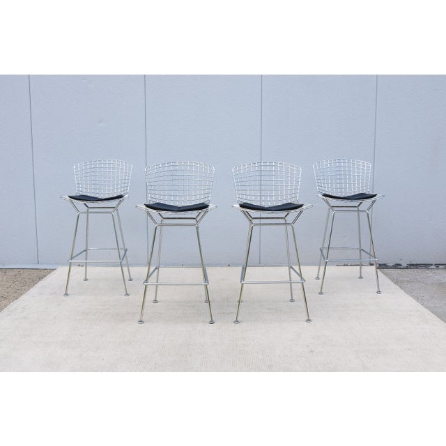 Mid-Century Modern Mid-Century Modern Harry Bertoia for Knoll Bertoia Bar Height Stools - Set of 4 For Sale - Image 3 of 18