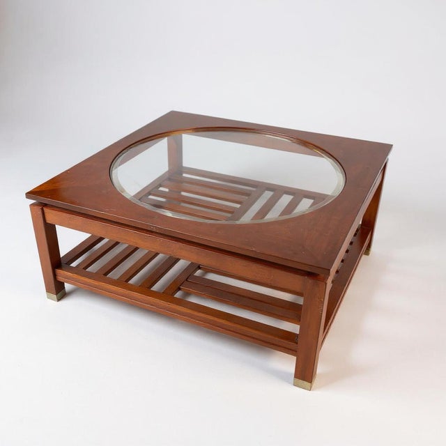 Wood Vintage Cherry Coffee Table with Glass Insert, 2000s For Sale - Image 7 of 7