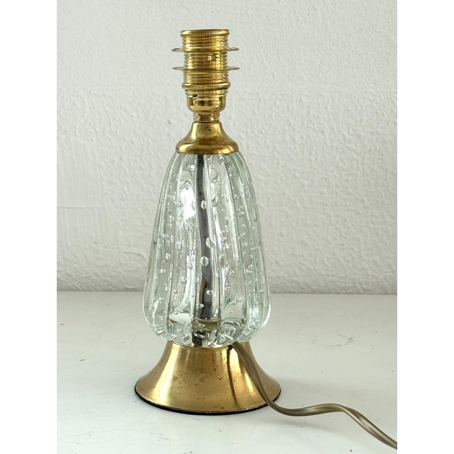 Mid-Century Italian Murano Glass and Brass Table Lamp, 1960s For Sale - Image 9 of 13